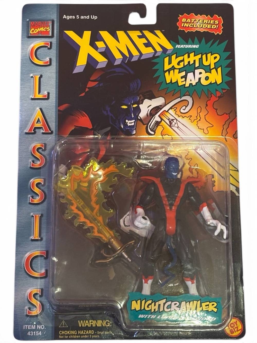 1996 Toy Biz Marvel X-Men Nightcrawler Action Figure NIB - Light Up Weapon